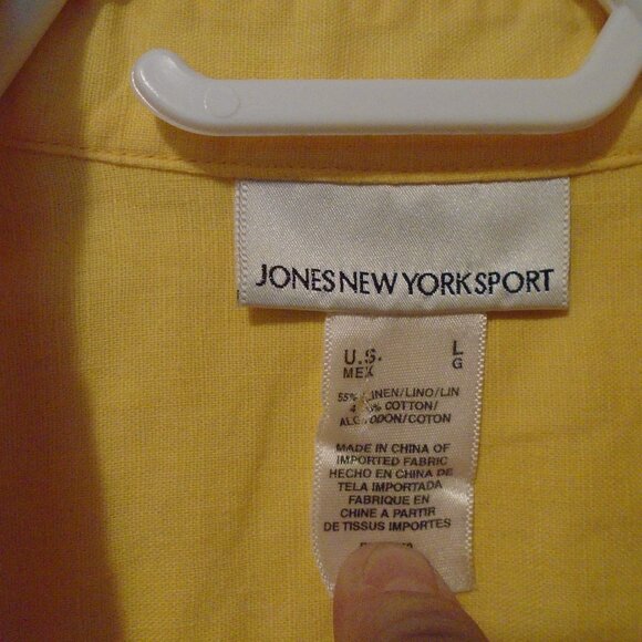 JONES NEW YORK SPORT WOMANS SHIRT SIZE L LINEN/COTTEN BLEND YELLOW - Picture 3 of 3